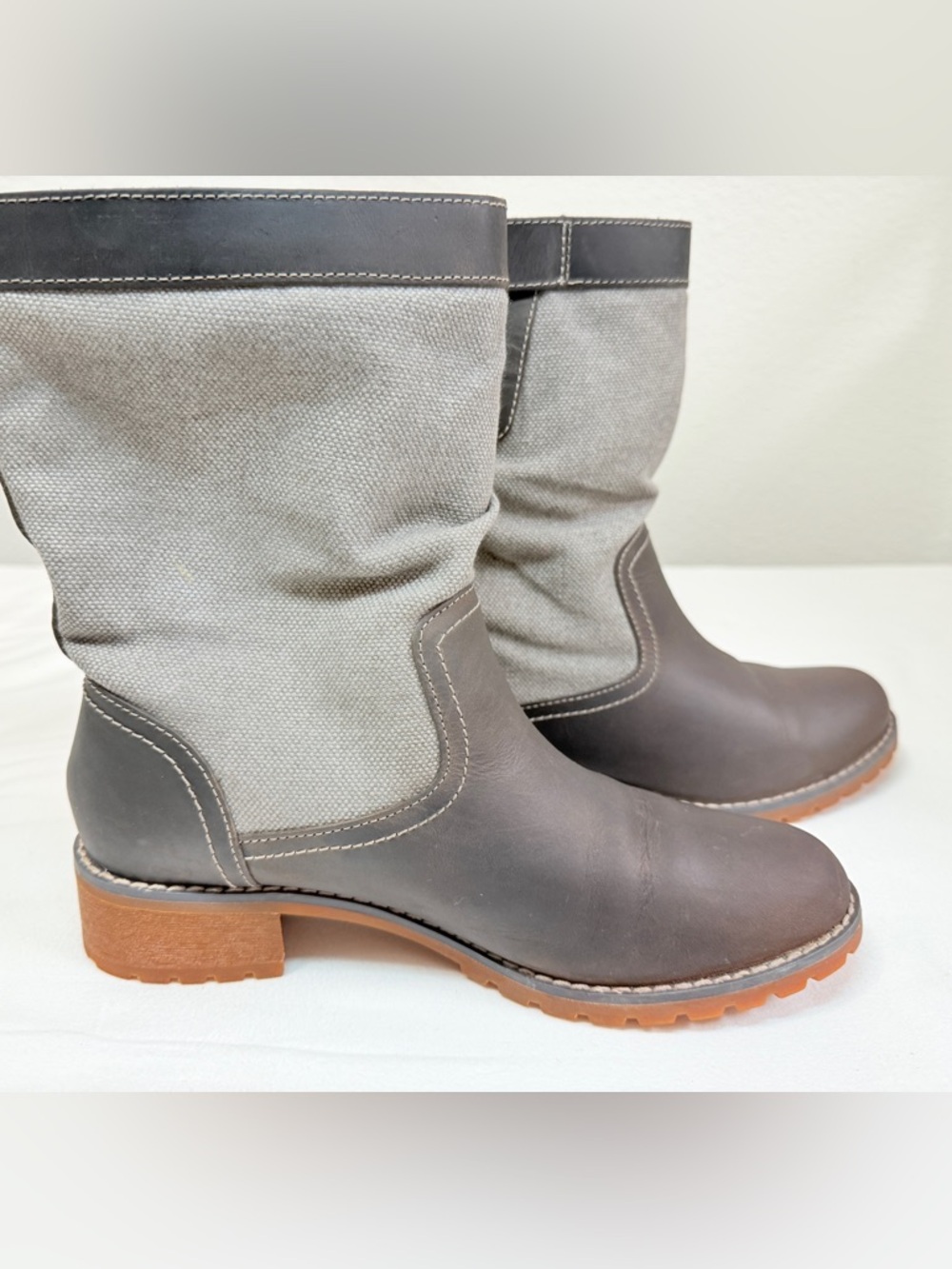Timberland Wenham Mid-Calf Pull-On Boots Women’s 6 Brown Gray Leather A1B94